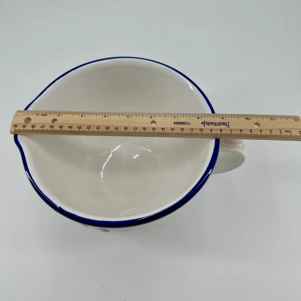 Italy Mid-Century Modern MCM Vintage White‎ Blue Goose Geese Pour Bowl Farmhouse